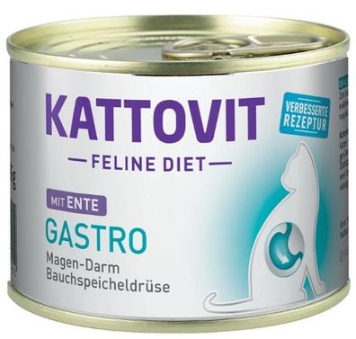 Kattovit ¦ Feline Diet - Gastro - Ente - 12 x185g ¦ nasses Futter in Dosen für ...