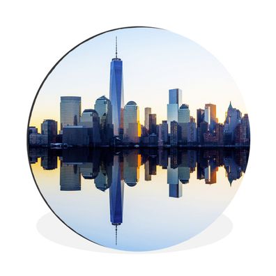 Wandbild Runde Bilder 120x120 cm Skyline - New York - Wasser (Gr. 120x120 cm)