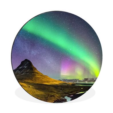 Wandbild Runde Bilder 140x140 cm Aurora - Nordlichter - Nacht (Gr. 140x140 cm)