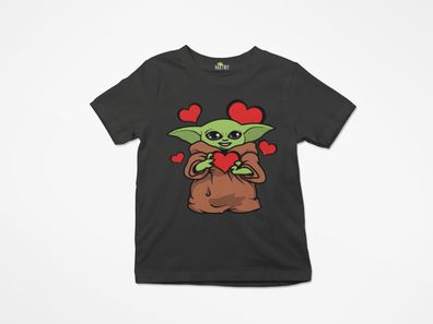 Kinder Bio Unisex T-Shirt Herzen Süß Love Spruch Star Wars Jedi Yoda Baby