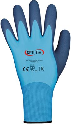 Handschuhe Aqua Guard Gr.9 blau EN 388 PSA II PA m. Latex/ Latex Optiflex