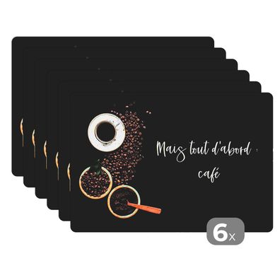 Placemats Tischset 6-teilig 45x30 cm Sprichwörter - Kaffee - Mais tout d'abord café