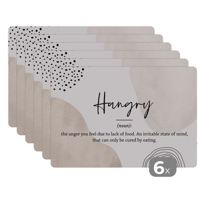 Placemats Tischset 6-teilig 45x30 cm Sprichwörter - Hungrig - Zitate - Wörterbuch -