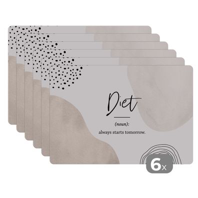 Placemats Tischset 6-teilig 45x30 cm Diät - Sprichwörter - Wörterbuch - Zitate - De
