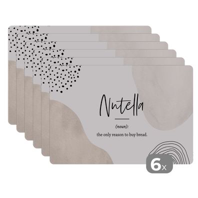 Placemats Tischset 6-teilig 45x30 cm Zitate - Nutella - Sprichwörter - Wörterbuch -