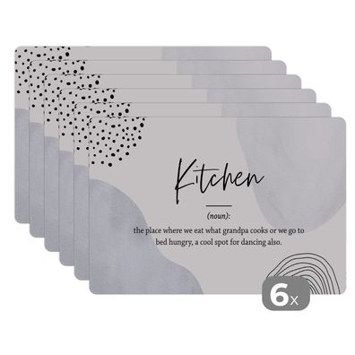 Placemats Tischset 6-teilig 45x30 cm Sprichwörter - Zitate - Küche - Definition Küc