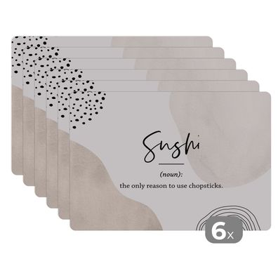 Placemats Tischset 6-teilig 45x30 cm Sprichwörter - Sushi - Wörterbuch - Zitate - S