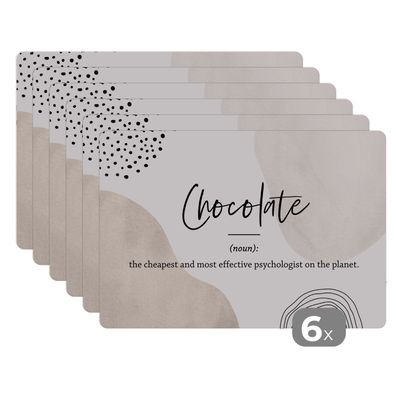 Placemats Tischset 6-teilig 45x30 cm Sprichwörter - Schokolade - Zitate - Wörterbuc