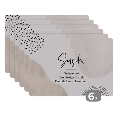 Placemats Tischset 6-teilig 45x30 cm Sushi - Zitate - Sprichwörter - Wörterbuch - S