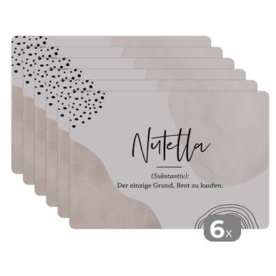 Placemats Tischset 6-teilig 45x30 cm Sprichwörter - Nutella - Wörterbuch - Zitate -
