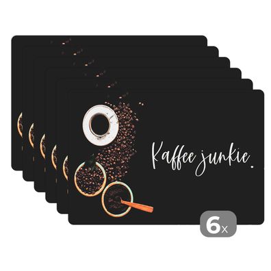 Placemats Tischset 6-teilig 45x30 cm Kaffee Junkie - Sprichwörter - Kaffee