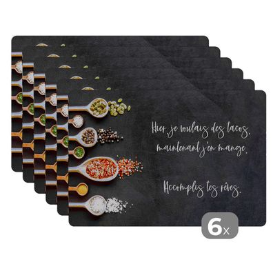 Placemats Tischset 6-teilig 45x30 cm Sprichwörter - Zitate - Taco-Liebhaber - Hier,