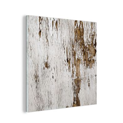 Glasbild Glasfoto Wandbild 50x50 cm Holz - Rustikal - Baum (Gr. 50x50 cm)