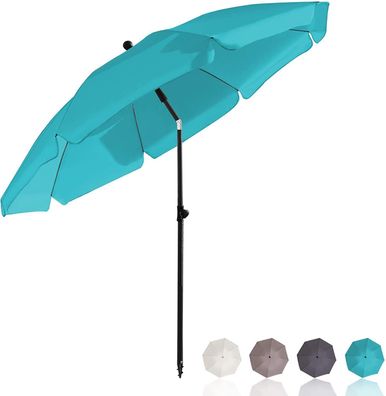 RESCH mobiler Sonnenschirm mit Erdspieß türkis, Strandschirm Schirm Gartenschirm