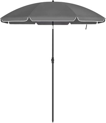 RESCH mobiler Sonnenschirm mit Erdspieß grau, Strandschirm, Schirm, Gartenschirm