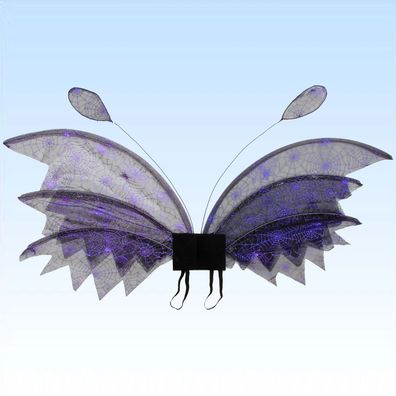 Flügel Elfe Spinnennetz lila glänzend 80x30cm für Faschingskostüm Kostümflügel