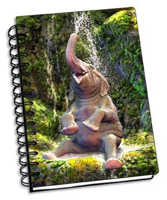 3D Notizbuch Elefantenbad