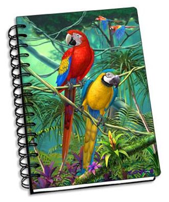 3D Notizbuch Papageien