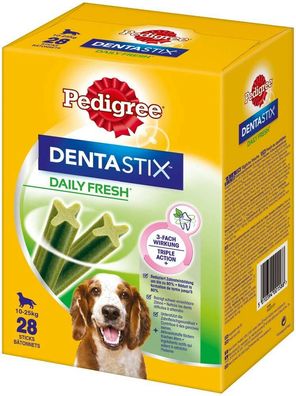 Pedigree DentaStix Daily Fresh Zahnpflege Snack mittlere Hunde 4 x 28 Stuck