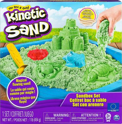Kinetic Sand 6029059 Sandbox Spielset Spielsand grün Kinder ab 3 Jahren 454 g