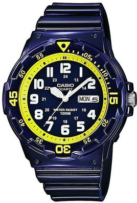 Casio Herren-Armbanduhr MRW-200HC-2BVEF Resin Neo-Display Analog Quarz Blau Gelb