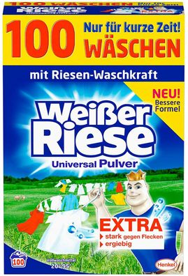 Weißer Riese Universal Pulver Waschmittel Waschpulver 1 Pack 100 Waschladungen