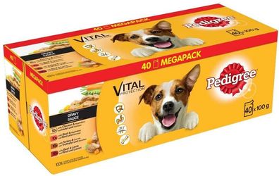 Pedigree Vital Protection Hundefutter Nassfutter in Sauce Beutel 40 x 100 g