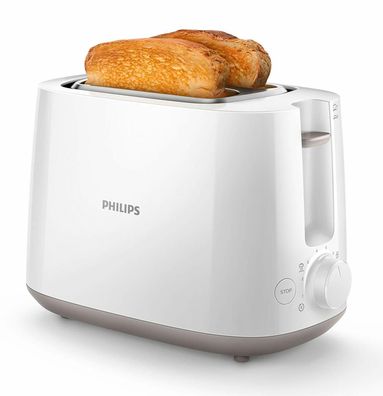 Philips HD2581 Toaster Brötchenaufsatz 8 Bräunungsstufen auftauen 830 Watt weiß