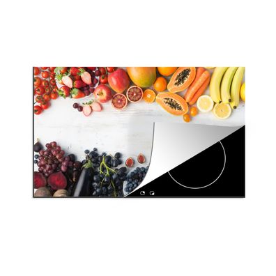 Herdabdeckplatte 85x52 cm Obst - Regenbogen - Erdbeere - Weintrauben - Papaya