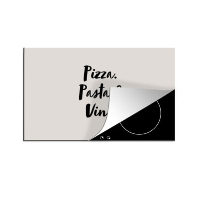 Herdabdeckplatte 90x52 cm Zitat - Taupe - Pizza. pasta &amp; vino.