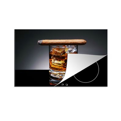 Herdabdeckplatte 90x52 cm Whiskey - Zigarre - Glas