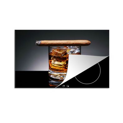 Herdabdeckplatte 80x52 cm Whiskey - Zigarre - Glas