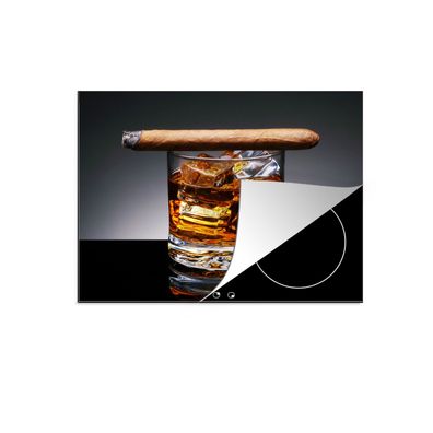 Herdabdeckplatte 60x52 cm Whiskey - Zigarre - Glas