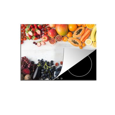 Herdabdeckplatte 65x52 cm Obst - Regenbogen - Erdbeere - Weintrauben - Papaya