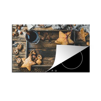 Herdabdeckplatte 85x52 cm Alkohol - Wein - Tablett - Sterne - Zimt