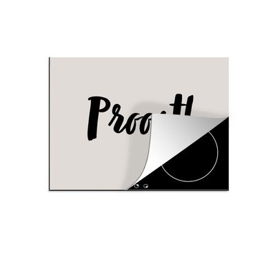 Herdabdeckplatte 75x52 cm Zitat - Prost! - Taupe