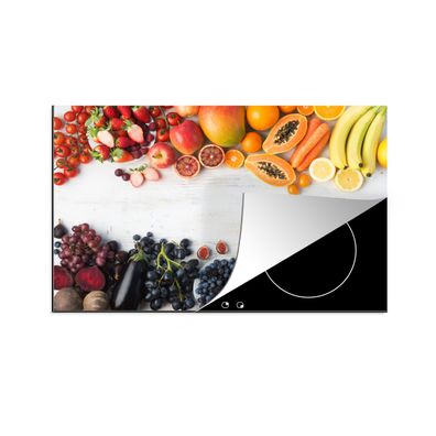 Herdabdeckplatte 78x52 cm Obst - Regenbogen - Erdbeere - Weintrauben - Papaya