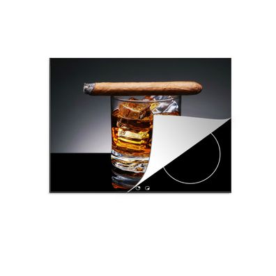 Herdabdeckplatte 70x52 cm Whiskey - Zigarre - Glas