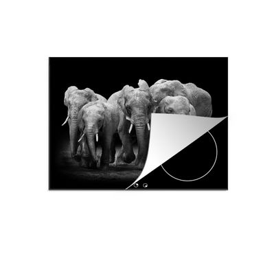Herdabdeckplatte 60x52 cm Elefant - Schwarz - Weiß - Tiere