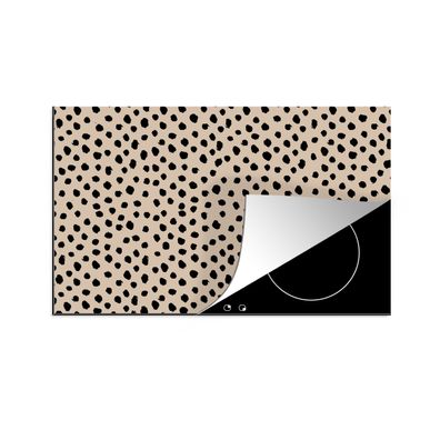 Herdabdeckplatte 78x52 cm Beige - Tupfen - Muster - Schwarz
