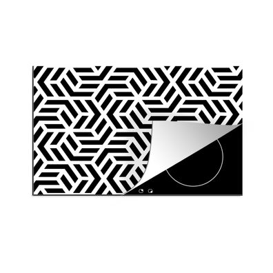 Herdabdeckplatte 85x52 cm Design - Geometrie - Muster - Schwarz - Weiß