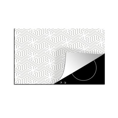Herdabdeckplatte 78x52 cm Design - Linie - Muster - Schwarz - Weiß