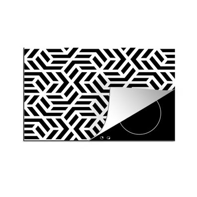 Herdabdeckplatte 80x52 cm Design - Geometrie - Muster - Schwarz - Weiß
