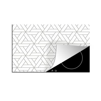 Herdabdeckplatte 90x52 cm Design - Linie - Muster - Schwarz - Weiß