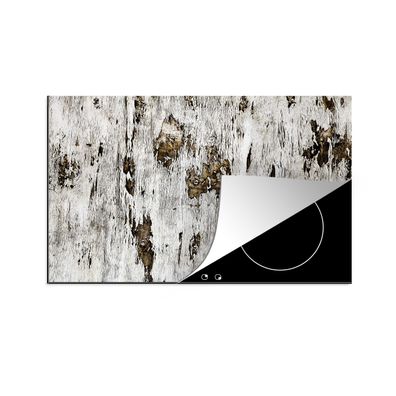 Herdabdeckplatte 80x52 cm Birke - Weiß - Holz