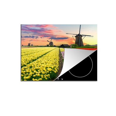Herdabdeckplatte 65x52 cm Tulpen - Windmühle - Natur