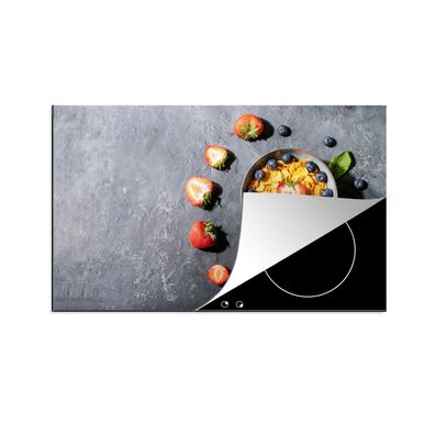 Herdabdeckplatte 90x52 cm Erdbeere - Cornflakes - Beeren - Kräuter