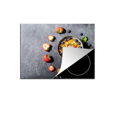 Herdabdeckplatte 75x52 cm Erdbeere - Cornflakes - Beeren - Kräuter