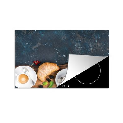 Herdabdeckplatte 80x52 cm Croissant - Obst - Kaffee - Küche