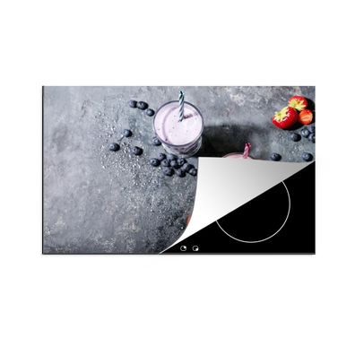 Herdabdeckplatte 78x52 cm Smoothie - Obst - Erdbeere - Beere - Marmor